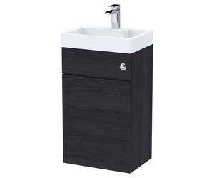 Nuie Athena Woodgrain Combination Vanity Unit with Basin and Cistern | Charcoal Black | Plastic | 500mm