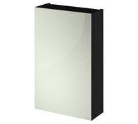 Nuie Athena Woodgrain Single Door Mirror Cabinet | Charcoal Black | Glass/MDF | 450mm