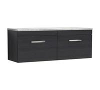 nuie Athena 1200mm Wall Hung 2-Drawer Unit & Laminate Worktop - Charcoal Black, Black