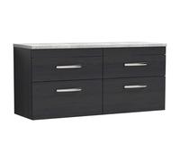 nuie Athena 1200mm Wall Hung 4-Drawer Unit & Laminate Worktop - Charcoal Black, Black