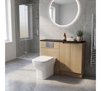 nuie NCG406 Ava Modern Bathroom Square Curves Back to Wall Pan and Soft Close Seat, 410mm x 365mm x 500mm, White