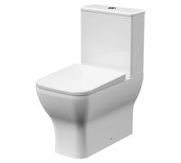 Nuie Ava Rimless Closed Back Close Coupled Toilet with Soft Close Toilet Seat | White | Ceramic | 385mm x 795mm x 613mm