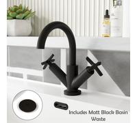 Nuie Aztec Mono Basin Mixer Tap With Waste - Matt Black