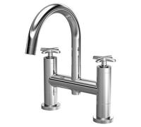 Nuie Aztec Deck Mounted Bath Filler Tap | Chrome | Brass | 230mm x 319mm x 50mm