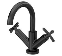 Nuie Aztec Mono Basin Mixer Tap With Push Button Waste | Matt Black | Brass | 230mm x 217mm x 175mm