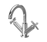 nuie CLX315 Aztec Modern Bathroom Deck Mounted Mono Basin Mixer Tap with Push Button Waste, 227mm, Chrome
