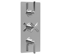 Nuie Aztec Triple Concealed Thermostatic Shower Valve with Diverter | Chrome | Brass | 120mm x 280mm x 136mm
