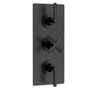 Nuie Aztec Triple Thermostatic Concealed Shower Valve With 2 Outlet, Premium Shower Accessories For Bathrooms, Matt Black