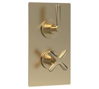 Nuie Aztec Twin Concealed Thermostatic Shower Valve with Diverter | Brushed Brass | 120mm x 215mm x 138mm