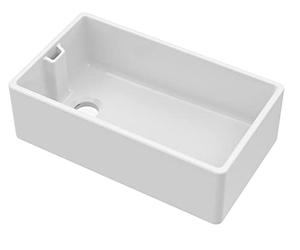 nuie BE10032 Fireclay Kitchen Single Bowl Belfast Sink with Overflow, 795mm x 460mm, White