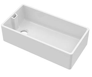nuie BE10036 Fireclay Kitchen Single Bowl Belfast Sink with Overflow, 895mm x 460mm, White