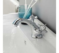 Nuie Beaumont Crosshead Traditional Basin Mixer Tap With Pop-Up Waste, Chrome - I305X