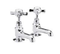 Nuie Beaumont Traditional Crosshead Basin Taps | Chrome | Brass | 40mm x 115mm