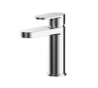 nuie BIN305 Binsey | Modern Bathroom Round Mono Basin Mixer Tap with Lever Handle and Push Button Waste, 160mm, Chrome