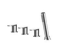 nuie BIN334 Binsey | Modern Bathroom Round Deck Mounted 4 Tap Hole Bath Shower Mixer Tap with Lever Handles (No Spout), 54mm, Chrome