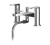 Nuie Binsey Deck Mounted Bath Shower Mixer Tap and Kit | Chrome | Brass | 215mm x 120mm x 142mm