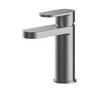 Nuie Binsey Mono Basin Mixer Tap with Push Button Waste | Brushed Pewter | Brass | 52mm x 160mm x 147mm