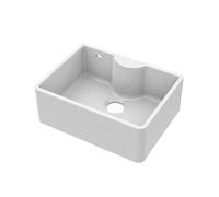 Nuie Butler Sink With Overflow And Tap Ledge, Classic White Fireclay Kitchen Sink For Timeless Elegance, 595 X 450 X 220mm