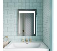 Nuie LQ501 Carina Modern Bathroom Wall Hung Lit LED Touch Sensor Mirror with Built in Demister Pad, 700mm x 500mm, White