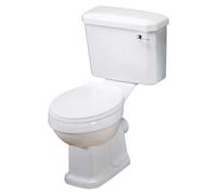 Nuie Carlton Round Close Coupled Toilet Pan with Cistern and Standard Toilet Seat | White | Ceramic | 470mm x 820mm x 690mm