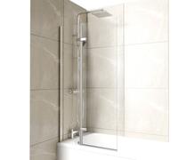 Nuie Centre Hinged Square Corner Bath Shower Screen | Polished Chrome | Glass/Aluminium | 745mm