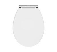 nuie CLA199 Classique Traditional Bathroom Soft Close Wooden Toilet Seat, 451mm, Satin White