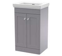 nuie 500mm Floor Standing 2 Door Vanity & Basin 0TH - Satin Grey, Grey