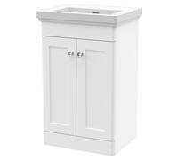 nuie 500mm Floor Standing 2 Door Vanity & Basin 0TH - Satin White, White