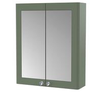 Nuie Classique 2 Door Mirrored Cabinet | Satin Green | MDF/Glass | 600mm