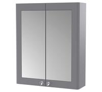Nuie Classique 2 Door Mirrored Cabinet | Satin Grey | MDF/Glass | 600mm