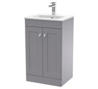 Nuie Classique 2 Door Vanity Unit and 18mm Profile Basin | Satin Grey | MDF | 500mm