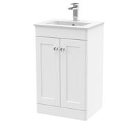 Nuie Classique 2 Door Vanity Unit and 18mm Profile Basin | Satin White | MDF | 500mm