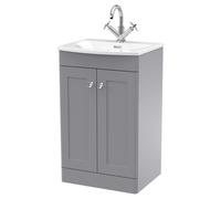Nuie Classique 2 Door Vanity Unit and 30mm Profile Curved Basin | Satin Grey | MDF | 500mm