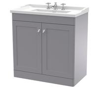 nuie 800mm Floor Standing 2 Door Vanity & Basin 3TH - Satin Grey, Grey