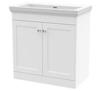 Nuie Classique 2 Door Vanity Unit and 66mm Profile Basin | Satin White | MDF | 800mm