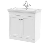 Nuie Classique 800mm Floor Standing Unit/1 Tap Hole White, White