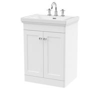 Classique Floor Standing 2 Door Vanity Unit With Basin Satin White