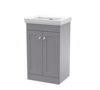 Nuie Classique 500mm Satin Grey Floor Standing 2 Door Vanity Unit With Basin-Satin Grey