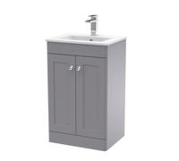 Nuie Classique 500mm Satin Grey Floor Standing Vanity Unit With Overflow-Satin Grey