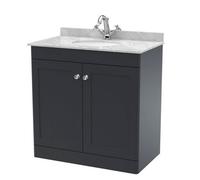 Nuie Classique Floor Standing 2 Door Unit & 1 Tap Hole Marble Top With Oval Basin