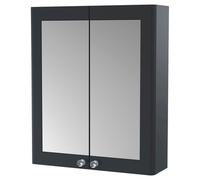 Nuie Classique 2 Door Mirrored Cabinet | Soft Black | MDF/Glass | 600mm