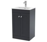 nuie 500mm Floor Standing 2 Door Vanity & Basin 2 - Soft Black, Black
