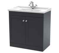 nuie 800mm Floor Standing 2 Door Vanity & Basin 1TH - Soft Black
