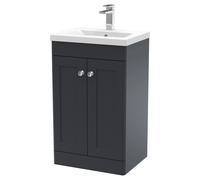 Nuie Classique Satin 2 Door Vanity Unit and 40mm Profile Basin | Soft Black | MDF | 500mm