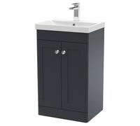 Nuie Classique Satin 2 Door Vanity Unit and 50mm Profile Basin | Soft Black | MDF | 500mm