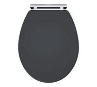 Nuie Classique Satin Anthracite Wooden Toilet Seat - Soft-Close, Grey, 350 X 451 X 60 mm