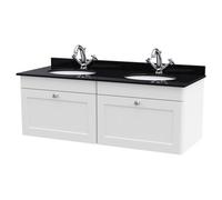 nuie 1200mm Wall Hung 2 Drawer Vanity & Marble Top - Satin White, White