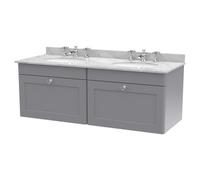 nuie 1200mm Wall Hung 2 Drawer Vanity & Marble Top - Satin Grey, Grey