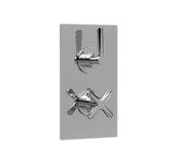nuie CLL3207 Aztec Modern Bathroom Twin Concealed Thermostatic Shower Valve with Diverter - 2 Outlets, 215mm, Chrome