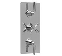 nuie CLL3211 Aztec Modern Bathroom Triple Concealed Thermostatic Shower Valve - 2 Outlets, 280mm, Chrome